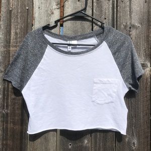 Grey and White Cropped T-Shirt!